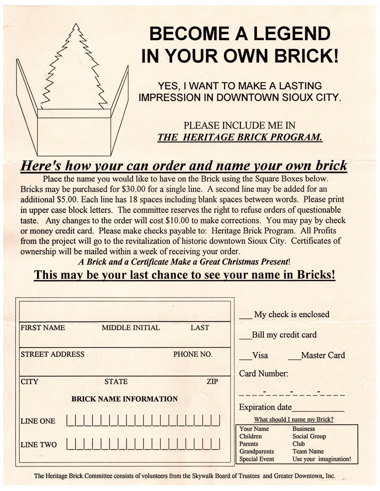 Heritage Brick order form